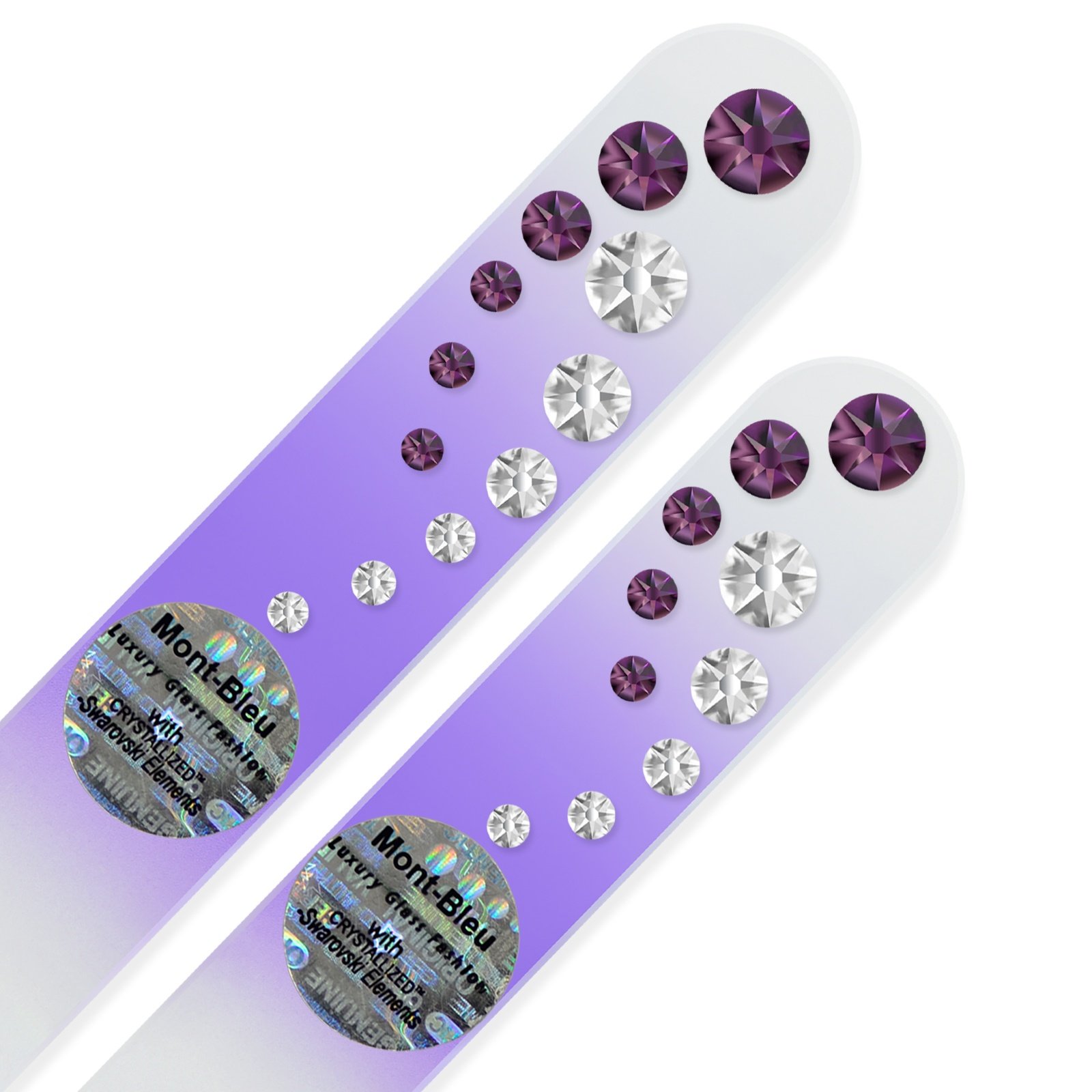 Double Sided Fingernail File for a Smooth Finish - Mont Bleu Set of 2 Glass Nail Files Hand Decorated with Crystals - Handmade Gifts - Your Nail Health in Your Hands - Czech Glass File - Image 3