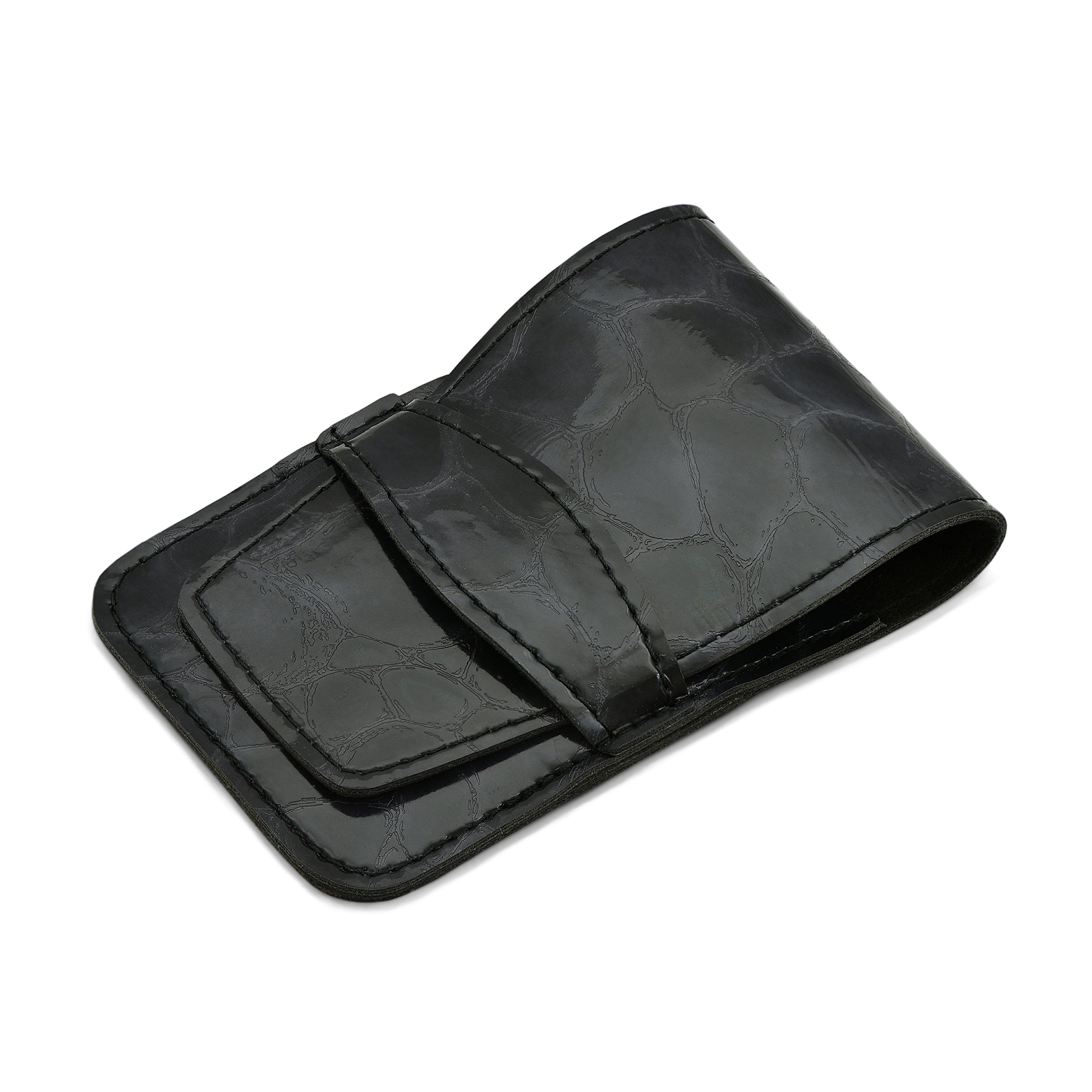 Mont Bleu 5-piece Manicure Set with crystal nail file, in Cruelty Free Black Eco-Leather Case | Italian Scissors - Green Czech Crystal Nail File - German Case - Image 4