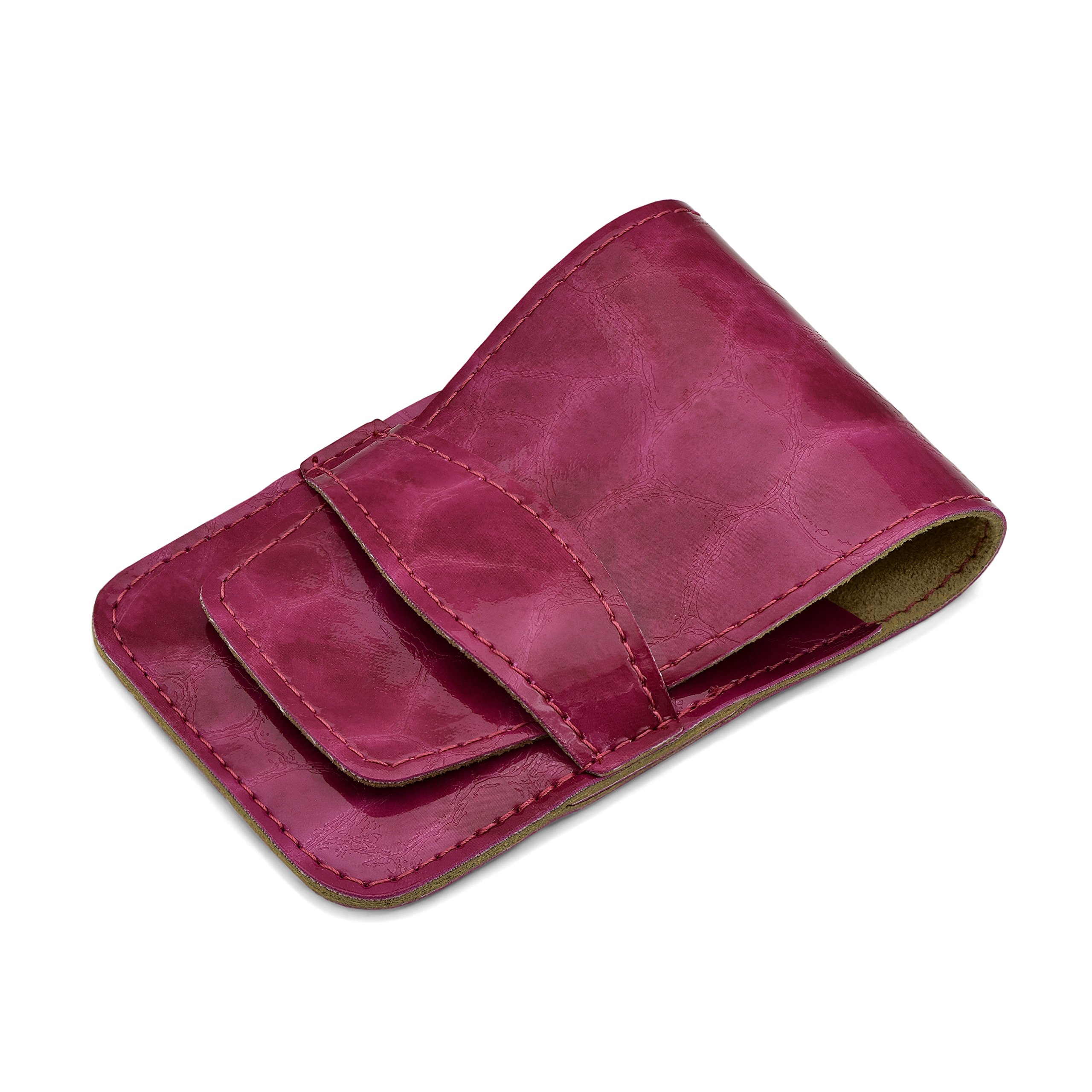 Mont Bleu 5-piece Manicure Set with crystal nail file, in Cruelty Free Pink Eco-Leather Case | Italian Scissors - Black Czech Crystal Nail File - German Case - Image 4