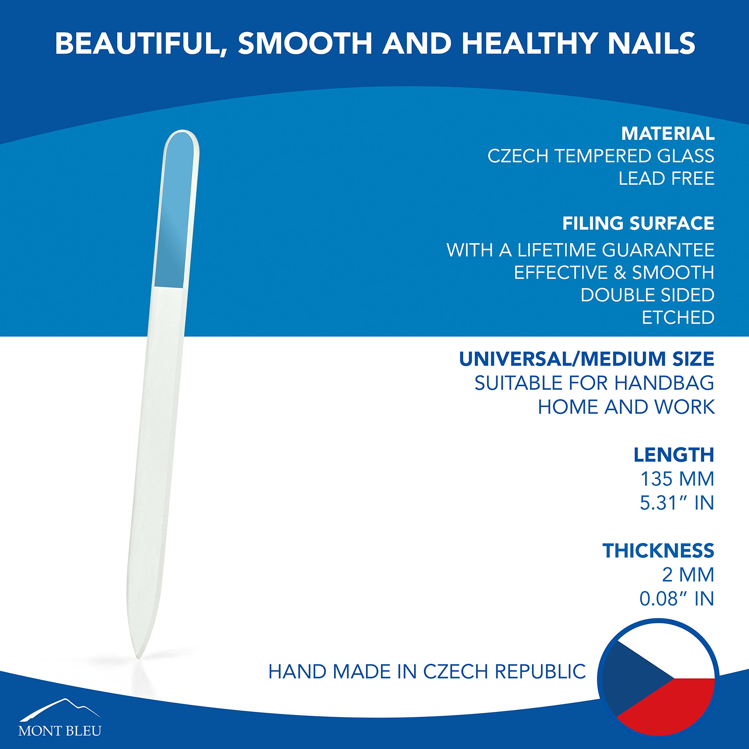 Mont Bleu Glass Nail File - Genuine Czech Tempered Glass - Handmade - Best Crystal Nail File for Natural Nails - Image 4