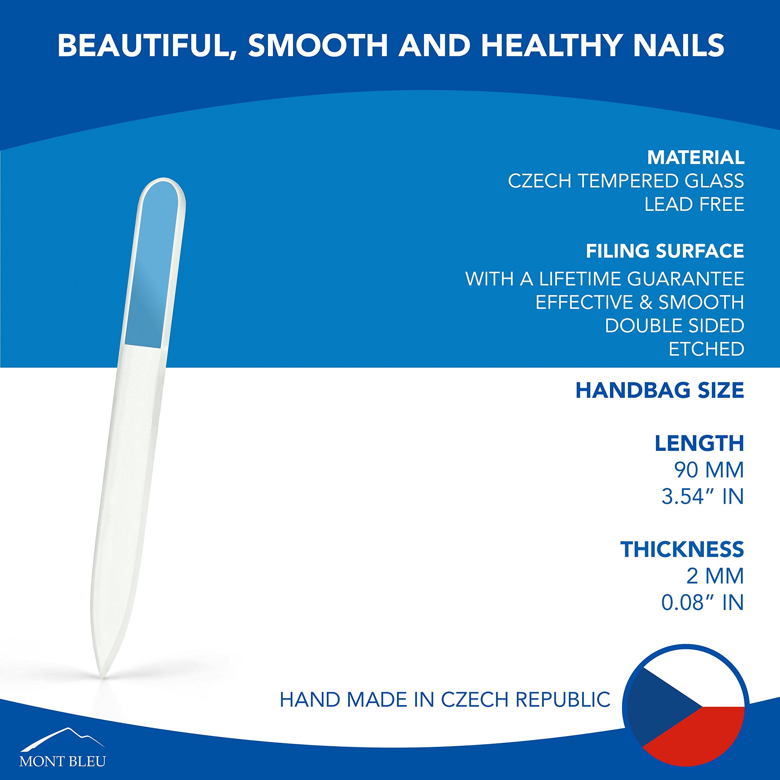 Mont Bleu Premium Glass Nail File hand decorated with crystals from Swarovski - Handbag Size - Handmade - Czech Tempered Glass - Best Crystal nail file for natural nails - Image 5