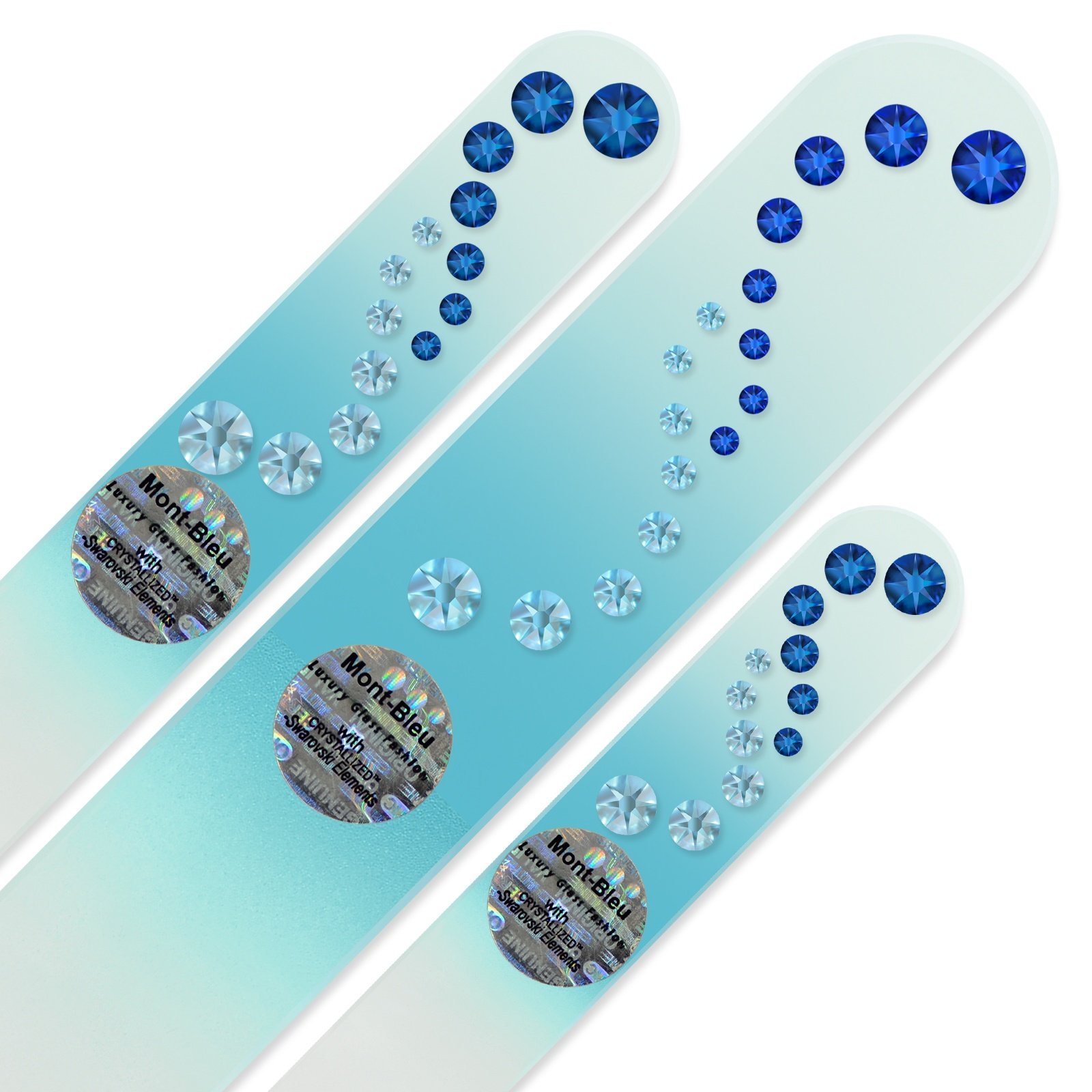 Mont Bleu Set of 3 Czech Glass Nail Files Hand Decorated with Crystals - Handmade - Czech Tempered Glass - Image 3