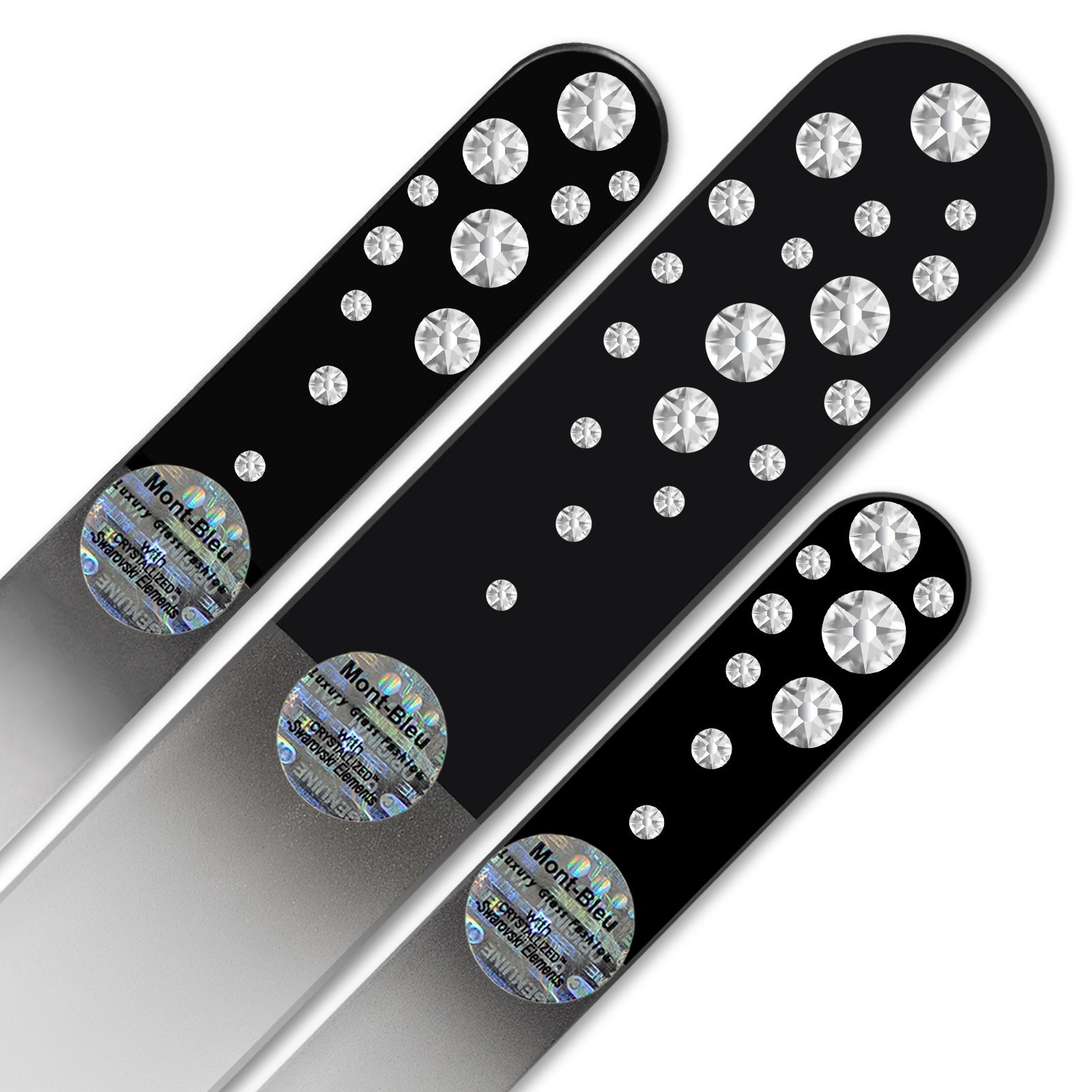 Mont Bleu Set of 3 Glass Nail Files Hand Decorated with Crystals from Swarovski® | Hand Made, Czech Tempered Glass, Lifetime Guaranty - Image 3